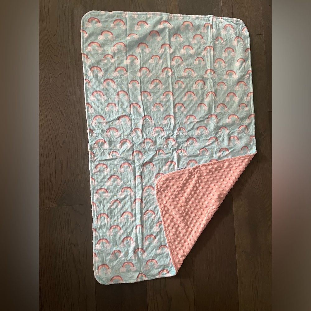 Simple being soft minky baby reversible blanket NWT